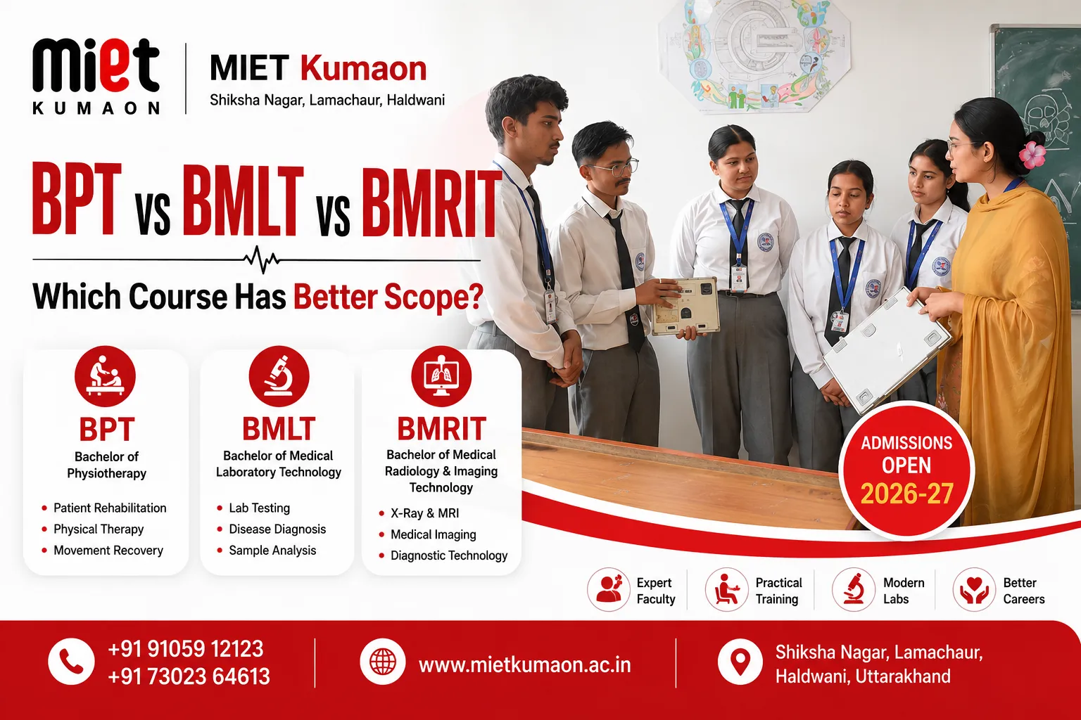 Compare BPT BMLT and BMRIT career opportunities
