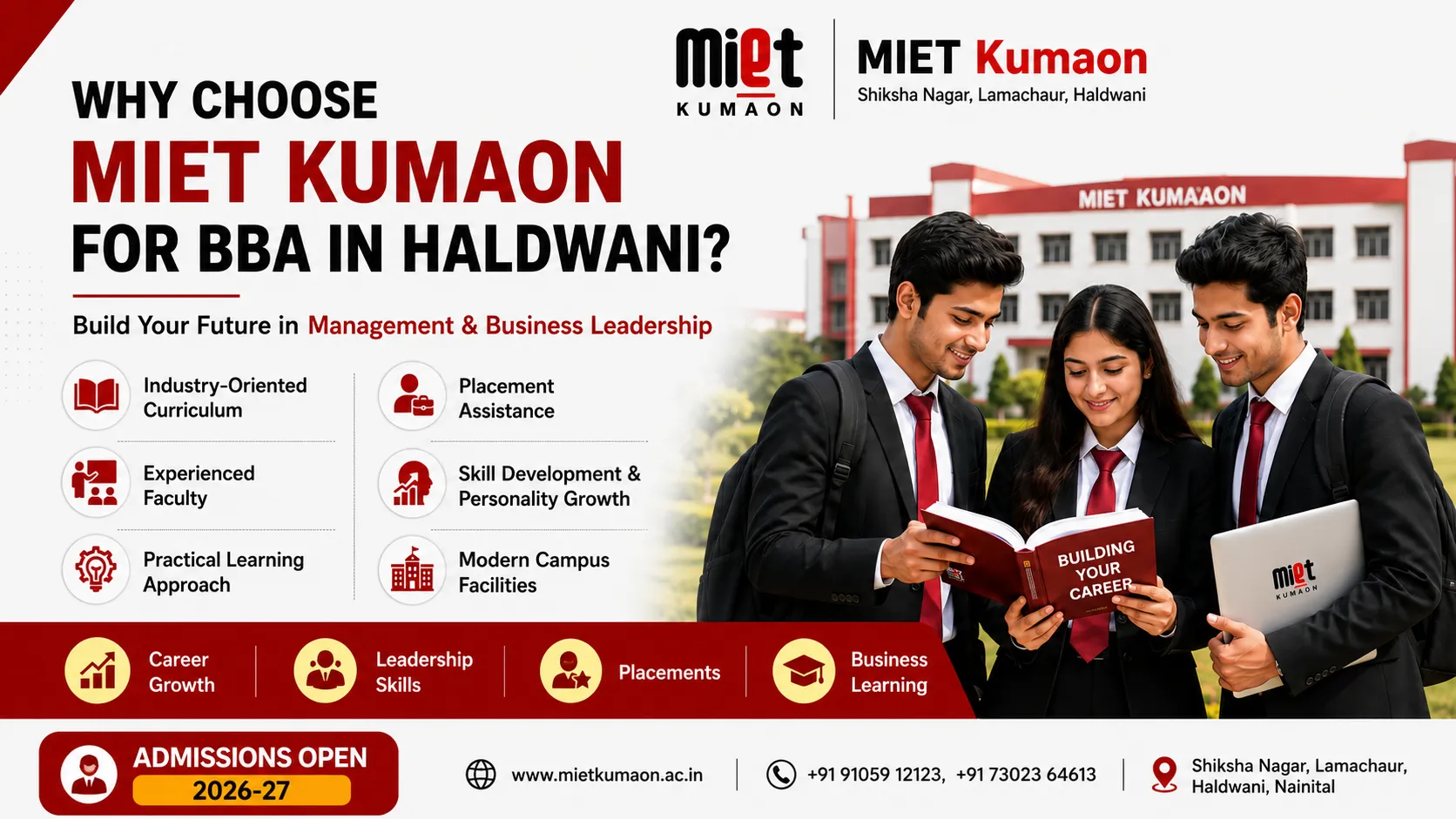 Why Choose MIET Kumaon for BBA in Haldwani - Educational Banner