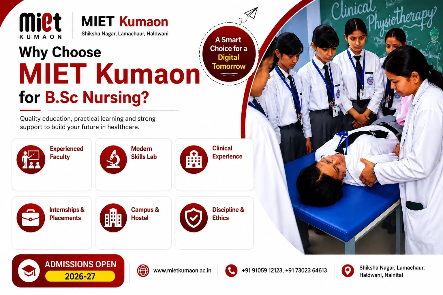 B.Sc Nursing students receiving hands-on clinical training at MIET Kumaon Haldwani under expert faculty supervision.