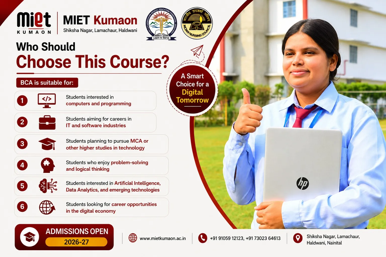 Who Should Choose BCA Course After 12th at MIET Kumaon Haldwani - BCA Eligibility and Career Opportunities